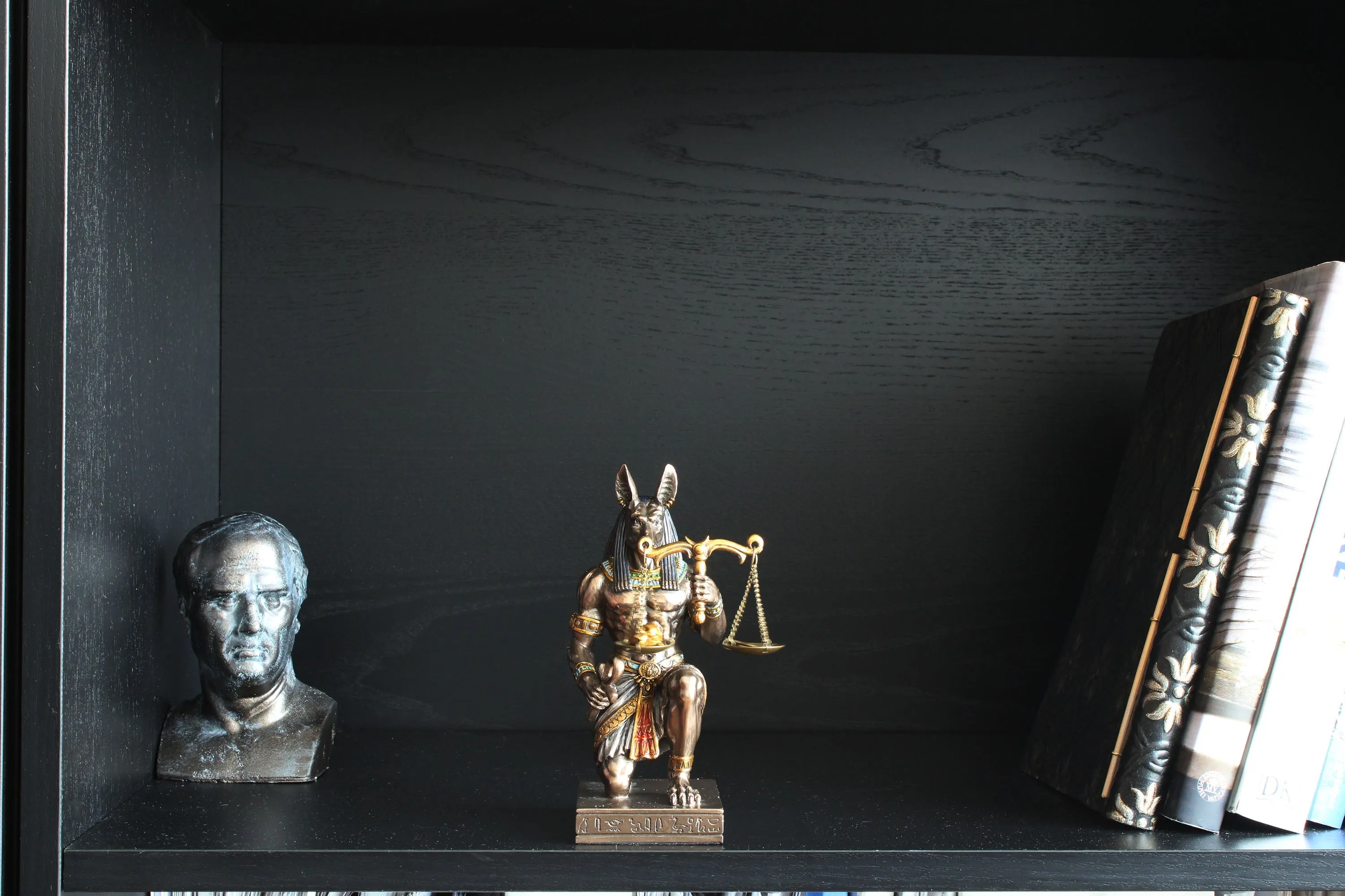Anubis Kneeling with Scales of Justice (Cold Cast Bronze Sculpture)