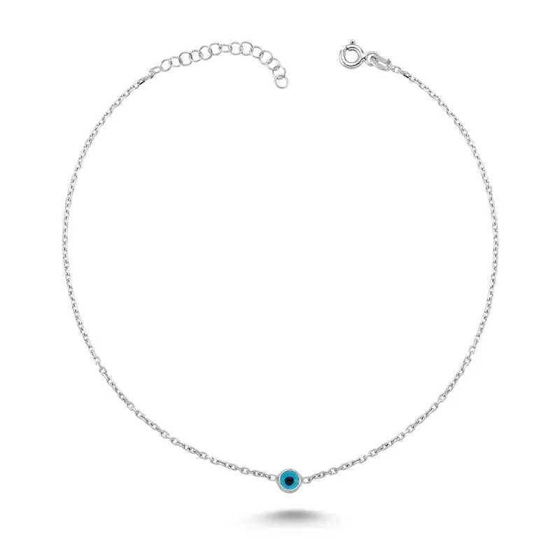 Blue Evil Eye Necklace Pendant in Silver