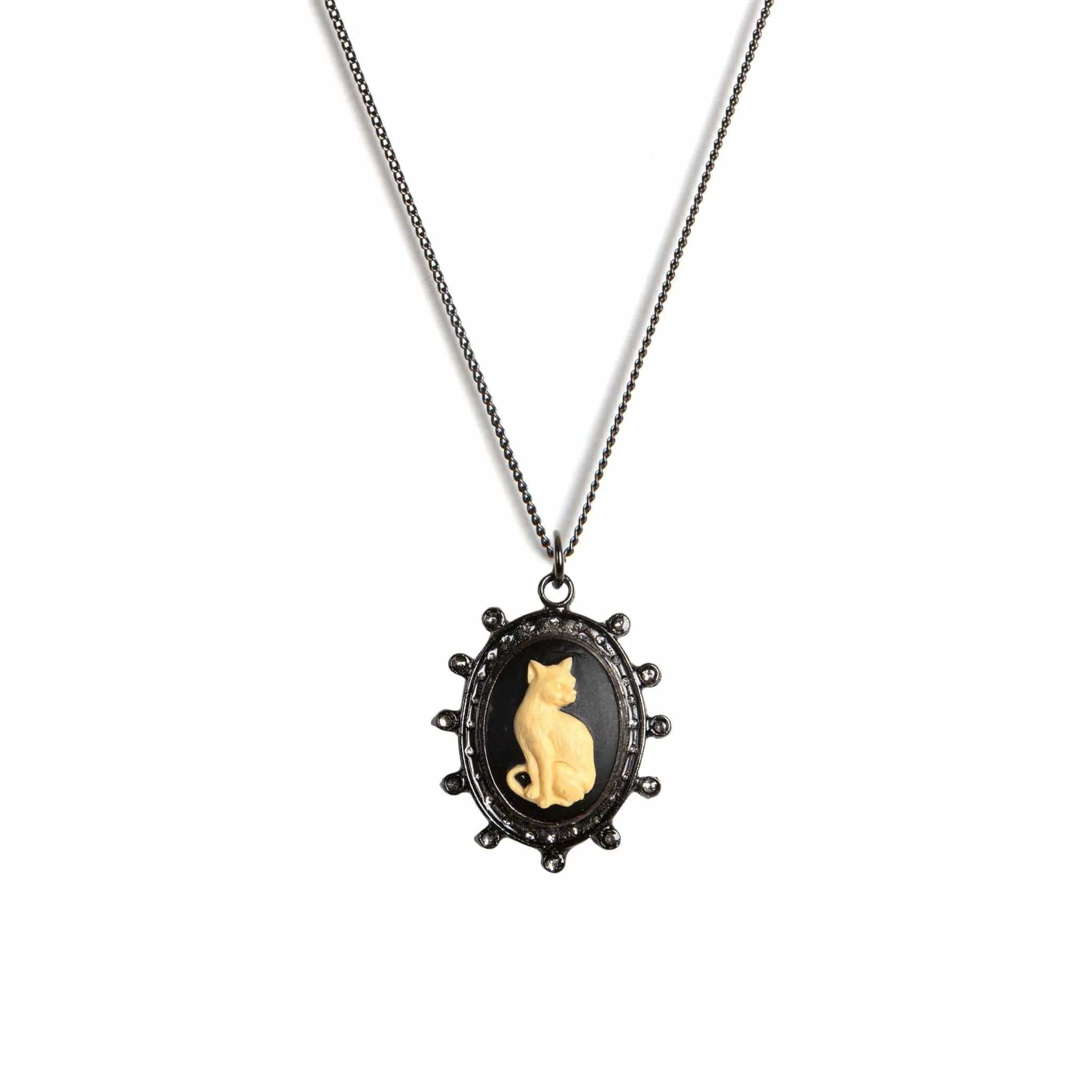 Cat Cameo Charm Necklace