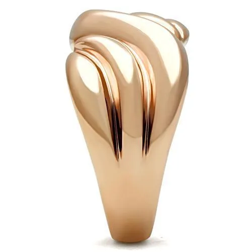 IP Rose Gold(Ion Plating) Brass Ring with No Stone for Women Style GL214